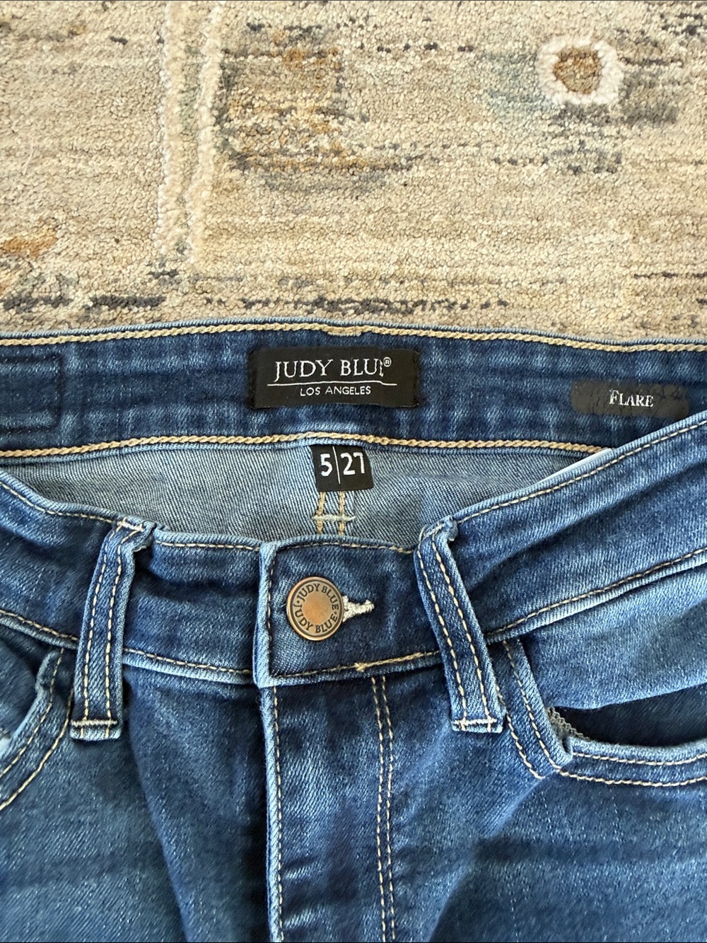 Judy Blue Dark-Mid Blue Flare Jeans